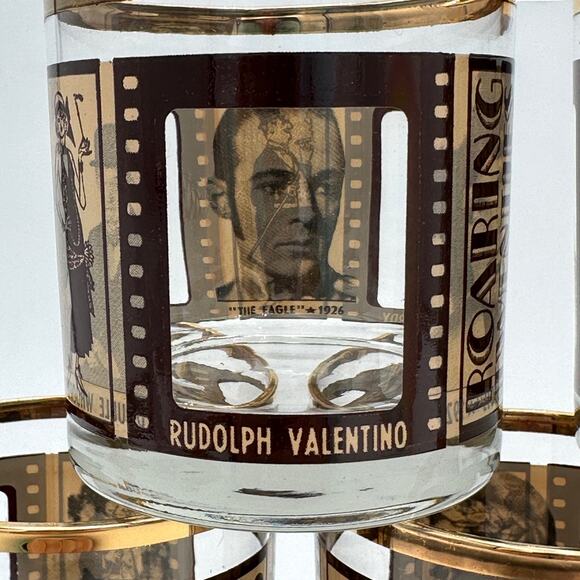 Vintage Roaring Twenties Movie Film Glasses Double Old Fashioned Set of 6 - Picture 4 of 9